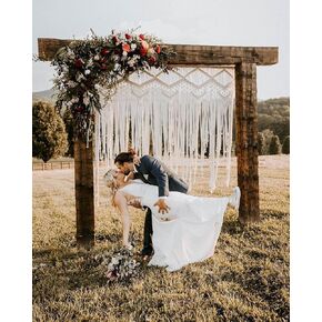 S.N.HANDICRAFTS Handmade Macrame Large Curtain Bohemian Decoration Wall Tapestry Arch Backdrop Wedding Wall Hanging W 75 x L 75 Inch