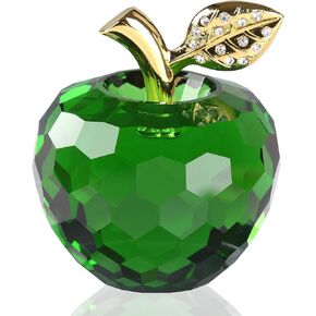 DOJOZ Crystal Apple Paperweight Craft Decoration Table top Ornament Statue Home Decor (Green)
