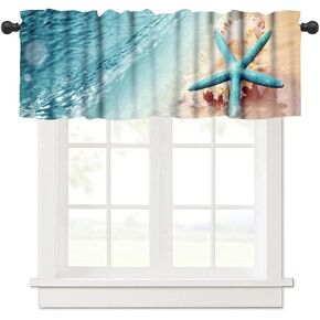 Sea Turtle Summer Curtain Valance Shell Starfish Jellyfish Shell Starfish Jellyfish Nautical Coastal Ocean Coral Curtains Valances for Kitchen Dining Room Canteens Home Decor One Panel 54x18inch
