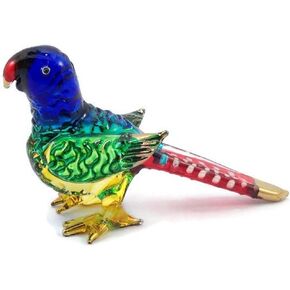 Tiny 2½" High Multicolor Standing Goose Waterfowl Bird Figurine - Miniature Hand Blown Painted Glass Birds Colorful Crystal Animals Decorative Collectible Figurines Décor Gifts