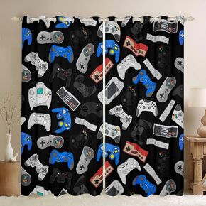 Gamer Curtains for Bedroom Boys Kids Gaming Room Darkening Curtain Video Game Thermal Insulated Window Drapes Black Red Gamepad Grommet Window Treatment Teen Youth Living Room Decor,2 Panels 84Wx63L