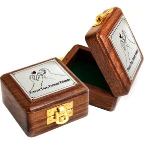 Friendship Keepsake Box, Forever True, Forever Friends, Holds Jewelry and Treasures, Engraving of Best Friends Hand on Brass plate, Handmade Keepsake Box, Birthday Gifts for Friends, Gifts for Women