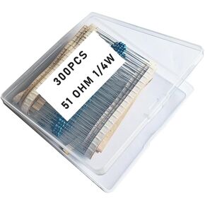 51 1/4W, 51R1/4W, 51 ohm, 51 R 1/4W, 51Ωresistor, 51 ohm resistor, 51 ohm Metal resistor, 51 R Metal Film resistors 1/4w(0.25w) 1% tolerance 0.01 MF Metal Film Fixed Resistor 300 pcs