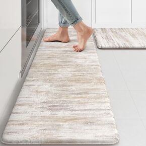 KIMODE Anti Fatigue Kitchen Mats 17"x47"+17"x29", Abstract Kitchen Rugs Sets of 2, Non Slip Kitchen Mats for Floor, Cushioned Comfort Standing Mats for Sink, Laundry, Office, Desk Multi-Blue