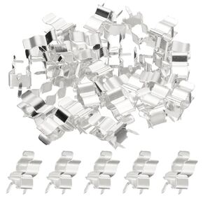 MECCANIXITY 30pcs Fuse Clips for 6x30mm Glass Tube Holder Clamps,Glass Ceramic Tube Holder Clamps,Brass Fuse Holder Clip,Fuse Holders Clips Silver