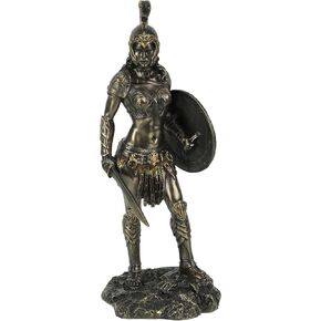 Veronese Design 9" Amazon Queen Penthesilea Wielding Sword and Shield Cold Cast Bronzed Resin Sculpture Figurine