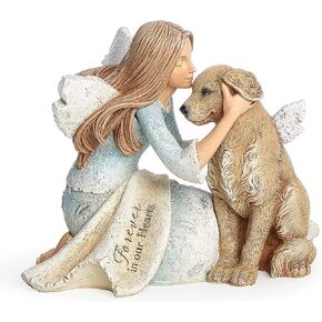Angel with Dog 22177 Heavenly Blessings Karen Hahn Figurine 4.25" H Stone Resin