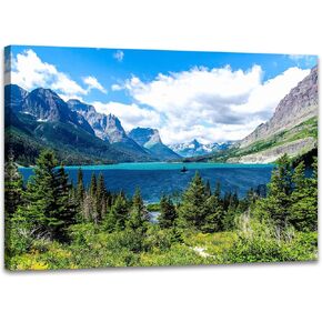 SKASNFAI Lake Wall Art Scenic Nature Canvas Prints National Park Framed Artwork Pictures for Living Room (12x16 inch)