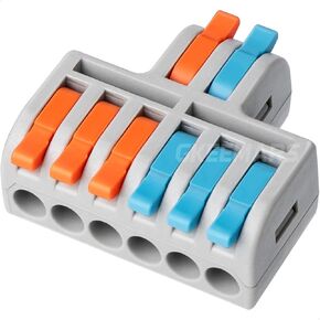 GKEEMARS 10 Pcs Wire Lever Connectors, Quick Wiring Splicing Connector Terminal Block (2 in 6 Out)
