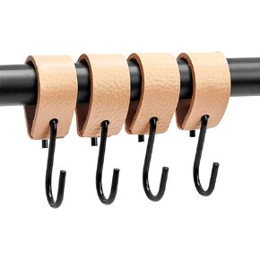 القوة الغاشمة - خطافات جلدية متعددة الوظائف على شكل حرف S - طبيعية - 4 قطع - خطافات على شكل حرف S - خطاف معطف - خطافات جلدية - خطافات جلدية - خطافات سوداء - خطافات مطبخ in Kuwait