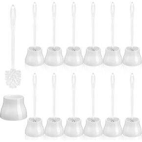 12 مجموعة من فرشاة المرحاض وحامل فرشاة تنظيف المرحاض مقاس 16.73 بوصة مع علبة بيضاء لفرشاة المرحاض ومنظف المرحاض للحمام مع مقبض طويل للتنظيف in Kuwait