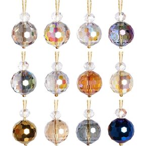 12 قطعة من كرات الكريسماس الزجاجية الصغيرة من الكريستال، 0.87 بوصة زينة شجرة الكريسماس الملونة، زخارف معلقة لديكور المنزل وحفلات الزفاف وعيد الميلاد (متعددة الألوان) in Kuwait