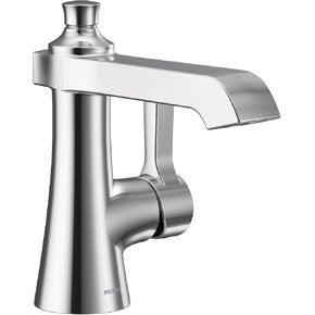 Moen Brushed Gold Flara One-Handle Single Hole Bathroom Faucet with Drain Assembly, S6981BG