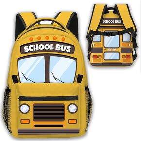 School Bus Backpack for Kids Boys Girls, Funny Bookbags For Elementary Middle School, Large Travel Laptop Backpacks, Durable Lightweight School Bags