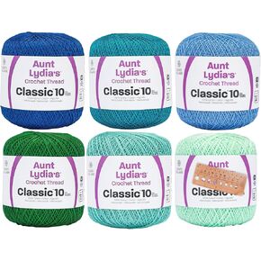 معاطف وكلارك Aunt Lydia's Crochet Thread Cotton Classic 10-6 Skein Assortment (المحيط)