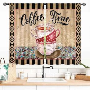 Rustic Kitchen Curtians, Fork and Spoon Woodern Plank Board Cook Theme Farmhouse Vintage Cottage Blackout Cafe Living Room Bedroom Small Short Window Curtains Drapes Treatments 2 Panel Set, 55x39 Inch