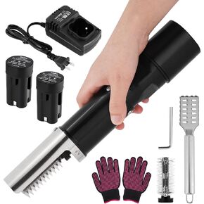 MXBAOHENG Cordless Electric Fish Scaler Scraper Remover Cleaner with Extra Rechargeable Battery for Left-Handed and Right-Handed People Scraping Fish Scales (Black)