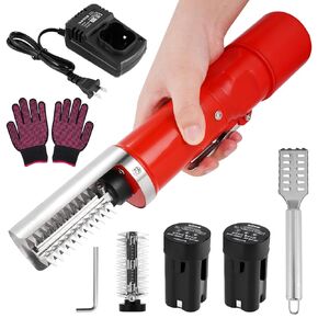 MXBAOHENG Cordless Electric Fish Scaler Scraper Remover Cleaner with Extra Rechargeable Battery for Left-Handed and Right-Handed People Scraping Fish Scales (Black)