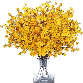 10 Bundles Fake Flowers, Fall Decor Faux Babys Breath Artificial Gypsophila Silk Flowers Bulk Floral Bouquets for Home DIY Wedding Christmas Decorations(Red)