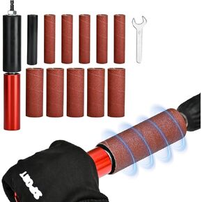 Drum Sander Set, Hand-Held Rubber Sanding Drum for Drill 4-1/2" x 1-1/2" and 4-1/2" x 1", Spindle Sander Adapter for Power Drill, Drum Sanding Sleeves Power Drill Driven Drum Sander for Wood Metal
