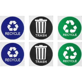 PATIKIL Trash Recycle Sticker, 12 Pcs 5" Dia Recycle Sign Decal Symbols Sticker Recycling Label for Trash Can Waste Management in Kitchens, Offices, Public Spaces