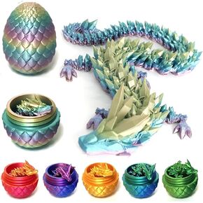 3D Printed Dragon Easter Egg Surprise Mystery Dragon Egg Crystal Dragon Toy Articulated Dragon Home Desk Decor Dragon Decoration Easter Basket Stuffers