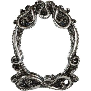 Ebros 9" Tall Vintage Silver Marine Sea Monster Kraken Cthulhu Octopus Tentacles Desktop Vanity Table Or Small Wall Mirror Figurine Decor Legends Myths and Fantasy Accent