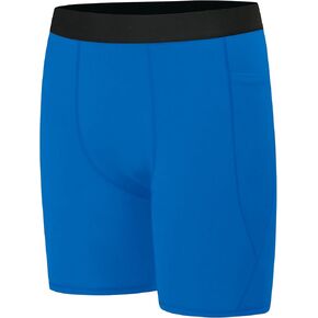 Youth Boys' Compression Shorts - Performance Spandex Athletic Underwear for Basketball with Side Pocket