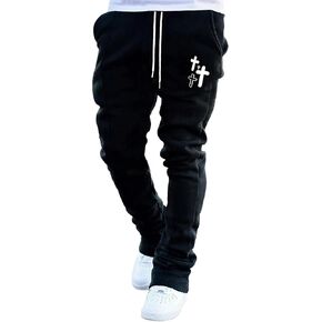 GORGLITTER Men's Y2K Stacked Sweatpants Graphic Flared Drawstring Waist Jogger Pants
