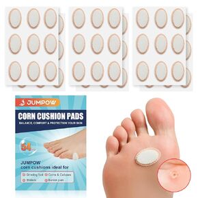 JUMPOW Corn Cushions Callus Pads - Prevention or Pain relif from Calluses, Corns, Blisters, Heel Frictions, Reusable, Self-Stick Corn Removers for Max Comfort and Protection Feet Toes(54 Counts)