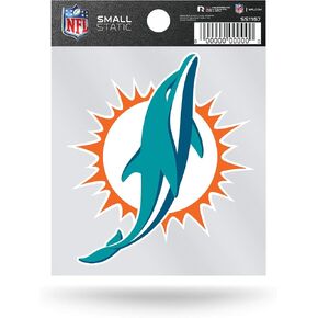 Rico Industries NFL Miami Dolphins Small Static Cling Decal, Teal, 4