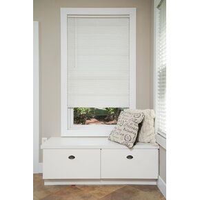 Vinyl Mini Blinds 1-Inch Cordless Light Filtering Blind for Windows - Starting at $15.99 - (Over 400 Custom Sizes) Vinyl Blinds, Mini Blinds, Window Blinds Cordless, White - 18" W x 36" H