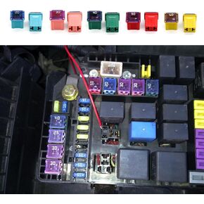10PCS Jcase Fuse Assortment Automotive Low Profile Box Shaped Micro Cartridge Fuses Kit, 20A/30A/40A/50A/60A Mini Fuse Kit, Car Fuses Assortment Kit Universal for Cars Trucks SUVs (Short)