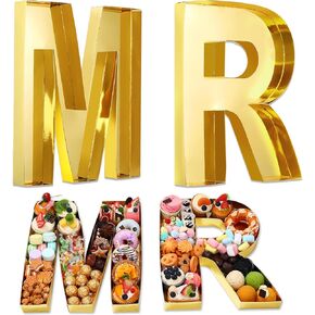 Mifoci 13.7" MR Cardboard Letter Set for Charcuterie Wedding Party and Anniversary Fillable Paper Mache Chocolate Candy(Gold)
