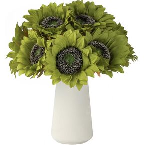 DuHouse 12pcs Artificial Sunflowers with Stems 5.5" Silk Sunflowers Bulk for Wedding Home Garden Outdoor Party Decoration(Red)