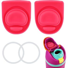 4pcs Bottle Seal Ring & Replacement Stopper for Owala FreeSip 19oz 24oz 32oz 40oz, Silicone O Ring Water Rubber Lid Parts, Cap Mouth Plug Gasket Accessories, BPA-Free (Carmine)