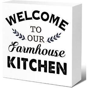 LVQHI Country Kitchen Rules Wood Box Sign, Eat It or Starve Humor Wooden Block Sign for Farmhouse Shelf Kitchen Table Decor Sign,Funny Kitchen Desk Decor sign V591