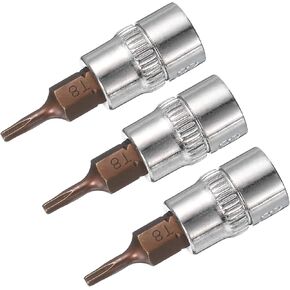 uxcell 3pcs 1/4" Drive x T8 Torx Bit Socket, S2 Steel Bits CR-V Sockets 38mm Length Use with Ratchet Wrench, Slide Bar, Extension Rod in Kuwait