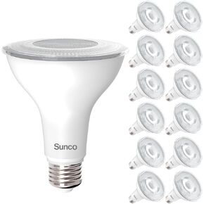Sunco 12 Pack PAR30 LED Bulbs, 1200 Lumens High Brightness Flood Light Indoor 75W Equivalent 11W Dimmable, 3000K Warm White, E26 Medium Base, Exterior, Wet Rated - UL