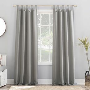 Sun Zero Easton Energy Saving Blackout Tab Top Curtain Panel, 40" x 63", Silver Gray
