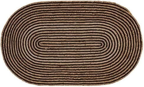 Natural Jute Rug, Bohemian Area Rug, Boho Décor Indoor Outdoor Rug, Handwoven Hallway Runner Rug for Entryway (Beige & Black, 5x8) in Saudi Arabia