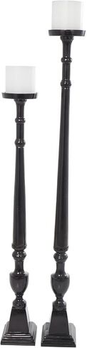Deco 79 Aluminum Metal Decorative Candle Holder Tall Floor Candle Stand, Set of 2 Candlestick Holder 42", 34" H, Black in Saudi Arabia