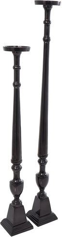 Deco 79 Aluminum Metal Decorative Candle Holder Tall Floor Candle Stand, Set of 2 Candlestick Holder 42", 34" H, Black in Saudi Arabia
