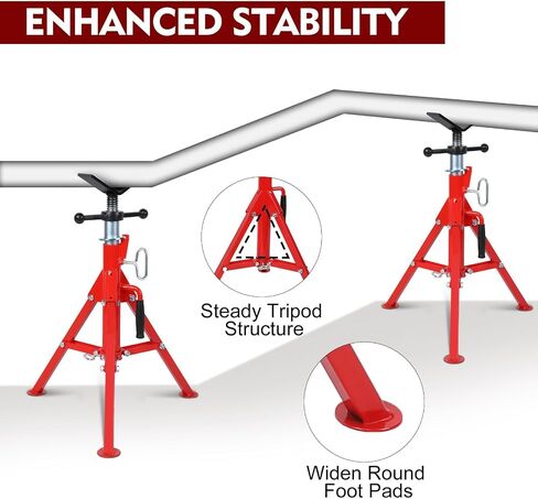 V Head Pipe Jack Stand,28-52 Inch Adjustable Height,1/2"-12" Capacity, 2500 lb Load Capacity, Heavy Duty Carbon Steel Body, Steel Jack Stands with Portable Folding Legs in Saudi Arabia