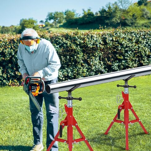 V Head Pipe Jack Stand,28-52 Inch Adjustable Height,1/2"-12" Capacity, 2500 lb Load Capacity, Heavy Duty Carbon Steel Body, Steel Jack Stands with Portable Folding Legs in Saudi Arabia