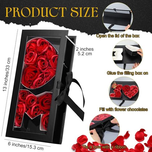 Willinglong 30 رقم صندوق هدايا الزهور الفارغة، لوازم حفلات الذكرى السنوية الثلاثين لعيد الميلاد، صندوق فحميات أسود قابل للتعبئة للنساء، ديكورات صندوق تغليف الهدايا الثلاثين in Kuwait