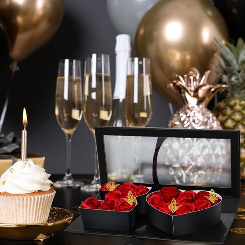 Willinglong 30 رقم صندوق هدايا الزهور الفارغة، لوازم حفلات الذكرى السنوية الثلاثين لعيد الميلاد، صندوق فحميات أسود قابل للتعبئة للنساء، ديكورات صندوق تغليف الهدايا الثلاثين in Kuwait