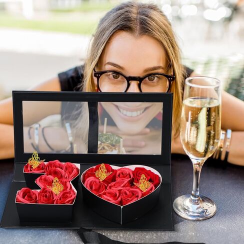 Willinglong 30 رقم صندوق هدايا الزهور الفارغة، لوازم حفلات الذكرى السنوية الثلاثين لعيد الميلاد، صندوق فحميات أسود قابل للتعبئة للنساء، ديكورات صندوق تغليف الهدايا الثلاثين in Kuwait