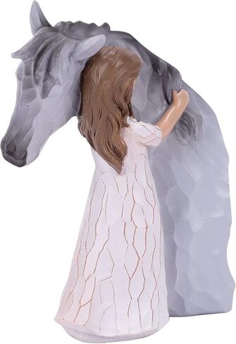 Horse Gifts for Girls Women - Girl Embracing Horse Figurine Statue, Gifts for Horse Lovers, Horse Memorial Keepsake Gift, Sculpted Hand-Painted Horse Figure in Saudi Arabia