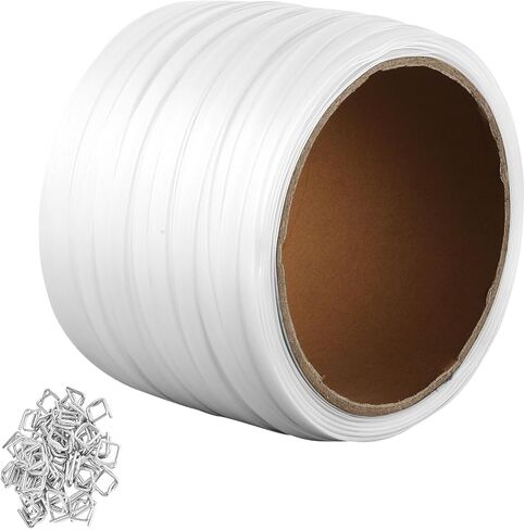 VEVOR Packaging Woven Cord Strapping Roll, 660' Length x 1/2" Width x 0.03" Thickness, 882 lbs Breaking Strength, Heavy Duty Banding Pallet Strap Coil, Portable Strong Banding Packing Straps, White in Saudi Arabia
